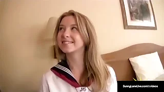 American Student Sunny Lane Gets Her Sloppy Pussy Noodled By Horny Asian!
